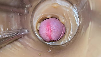 Camera inside deep pussy captures huge ejaculation of sperm 2 times