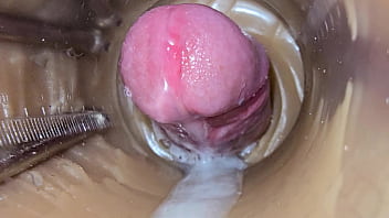 Camera inside deep pussy captures huge ejaculation of sperm 2 times