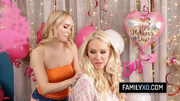 Busty stepmom have threesome with stepdaughter and her husband