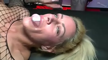 Blonde total cum slut used and creampied by many guys gangbang