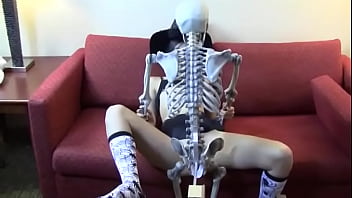 Cute witch and skeleton get it on