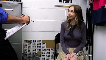 Perky cutie milks lucky officer