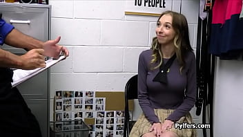 Perky cutie milks lucky officer