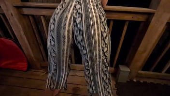 Slut grinds her small ass on hard cock outside