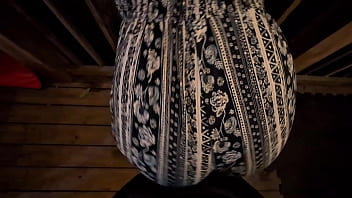 Slut grinds her small ass on hard cock outside