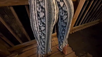 Slut grinds her small ass on hard cock outside