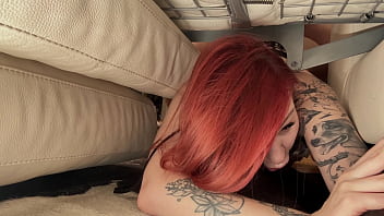 Redhead stepmom stuck under bed gets her tight pussy fucked hard by me