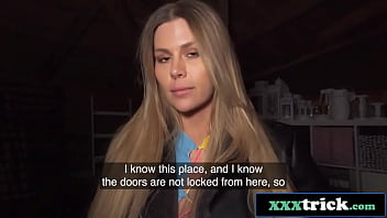 Blonde hitchhiker pays her way with deepthroat skills and a wild ride