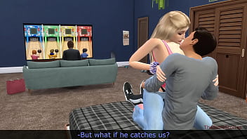 Teen horny couple has risky sex