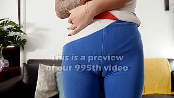 Amazing round jiggly ass and sexy cameltoe on busty latina