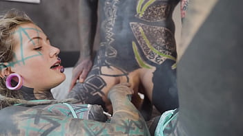 Heavily tattooed girl intense ass fucking