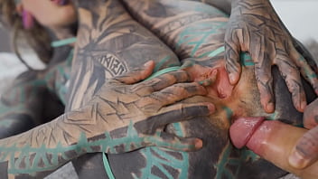 Heavily tattooed girl intense ass fucking