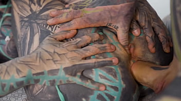 Heavily tattooed girl intense ass fucking