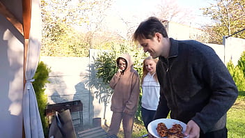 Hot girls joined party and seduced guys for foursome sex