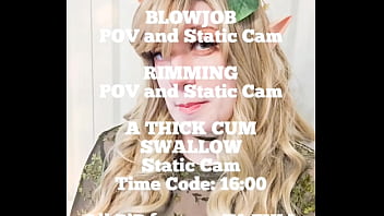 Kimmi the rimming elf does a deep cleaning of her human's asshole before swallowing a load of cum