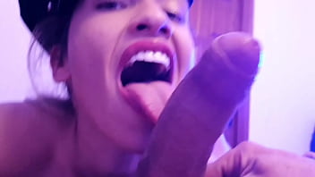 Striptease with dress and police cap pov blowjob pee