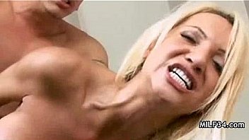 Horny big tit blonde milf nails a stud