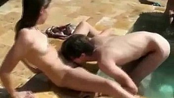 Wild wet oral pool party with ex and her friends