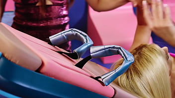 Beautiful blonde model candee licious gets the giggles feet tickling challenge with talia mint