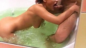 Deep throating in the bathroom