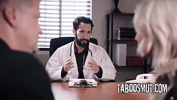 Pervy doctor creampies desperate woman in front of husband