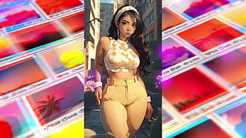 Thick anime beauties take the block in an ai animated photoshoot