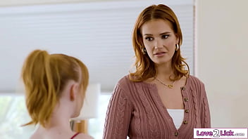 After bringing up memories petite teen stepdaughter madi collins gives her busty stepmom siri dahl a sexual tension turn into a kiss and more