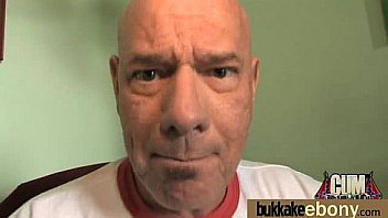 Ebony babe sucks group of white guys 20