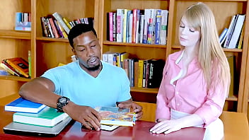 Lusty dolly seduces black tutor isiah stunned by giant bbc sloppy throat fuck cowgirl pounding kneels for cumshot