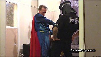 Masked fake cop and superman bang babe