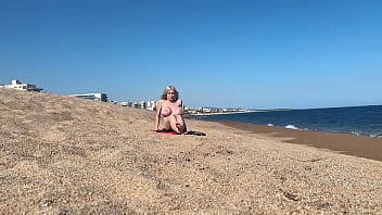 Petite blonde with big tits gets fucked after a massage at the beach