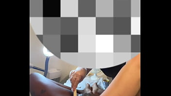 Ebony gets pussy waxed