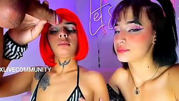 Jazmin and her red haired friend give the best blowjobs to this lucky guy