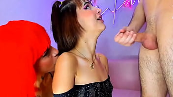 Jazmin and her red haired friend give the best blowjobs to this lucky guy