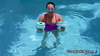 Sexy water workout ends on hard dick for violet