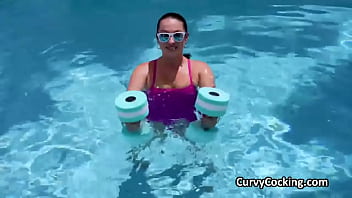 Sexy water workout ends on hard dick for violet