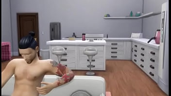 Gay asian plays with himself on couch