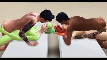 Two hotties fucked in orgy