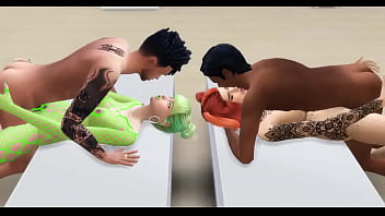 Two hotties fucked in orgy