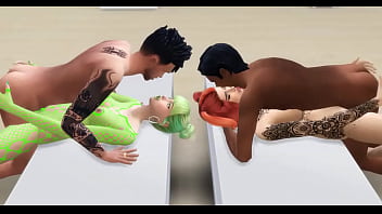 Two hotties fucked in orgy