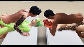 Two hotties fucked in orgy