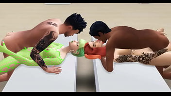 Two hotties fucked in orgy