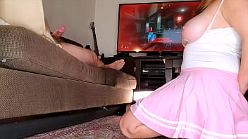 I can handle a joystick big tits gamer girlfriend sucking cock and swallows