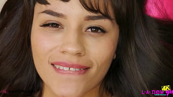 Runway ready brunette naked close up