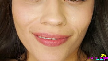 Runway ready brunette naked close up