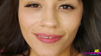 Runway ready brunette naked close up