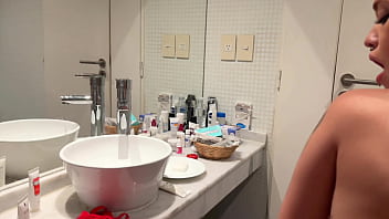I made my best friend undress for me in the bathroom and we fuck after