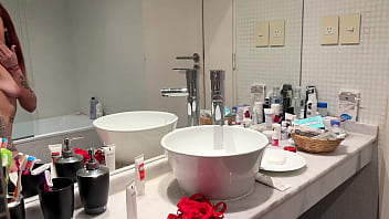 I made my best friend undress for me in the bathroom and we fuck after