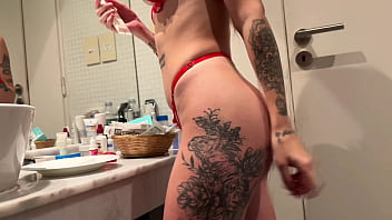 I made my best friend undress for me in the bathroom and we fuck after