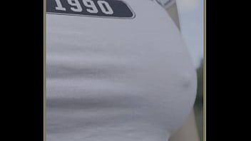 Milf braless in public flashing